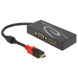 Adaptor Delock USB tip C (DP Alt Mode) la 1 x HDMI + 1 x VGA Negru