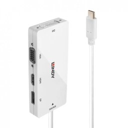 Adaptor Lindy USB-C la HDMI / VGA/ Displayport / DVI T-M Alb