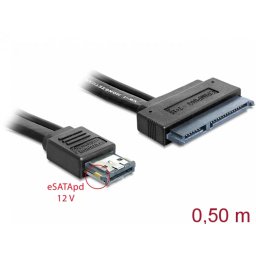 Cablu Delock eSATAp 12V SATA 22-pini HDD 2.5/3.5inch 0.5m Negru