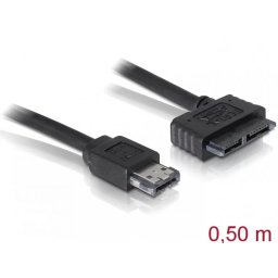 Cablu Delock eSATAp Slim SATA 13-pini 5V 0.5m Negru