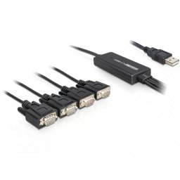 Adaptor Delock USB A 4x Serial RS232 FTDI 1.4m Negru