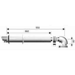 Kit de Evacuare Ariston 3318073 60/100 1000MM pentru Centrale Termice in Condensare Alb