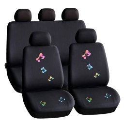 Huse Scaune Auto Carguard Universale cu Fluturasi pentru 5 Scaune Poliester Negru
