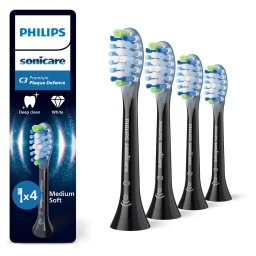 Set Capete de Rezerva pentru Periuta Electrica Philips Sonicare Premium Plaque Defence HX9044/88 4 Bucati Negru
