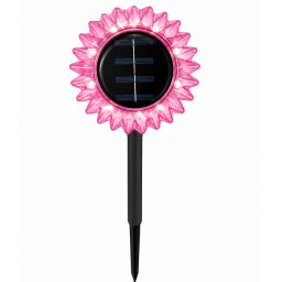 Lampa solara decorativa de gradina si de perete Floarea Soarelui 35cm ROZ cu led alb cald