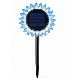 Lampa solara decorativa de gradina si de perete Floarea Soarelui 35cm ALBASTRA cu led alb cald