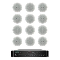 Pachet Sonorizare 120W de tavan FM+USB DSPPA MP212U + 12 x DSP802