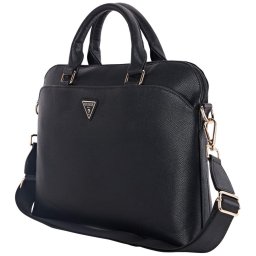 Geanta pentru Laptop 15", cu Fermoar, Ajustabila - Guess PU Grained Triangle Logo (GUCB15PGTSPSK) - Black
