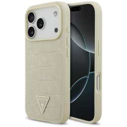 Husa Husa pentru iPhone 17 Pro - Guess Croco Triangle Logo MagSafe (GUHMP17LPCRTHCD) - Gold