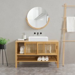 Dulap tip Masca Chiuveta cu Rafturi Depozitare din Lemn de Bambus, Culoare Lemn Natur, Dimensiuni 60x100x45 cm