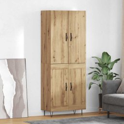 Bufet 2 pcs Stejar Artizanal Lemn tehnic si sticla GartenMobel Dekor