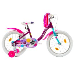 Bicicleta pentru copii DHS Spring 18 inch, mov, cu roti ajutatoare