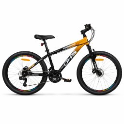 Bicicleta copii DHS Terrana 2423, 24 inch, aluminiu, portocaliu-negru