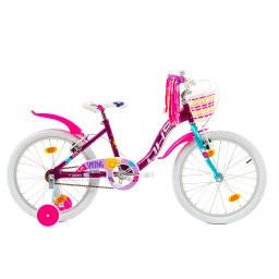 Bicicleta pentru copii DHS Spring 20 inch, mov, cu roti ajutatoare si cos