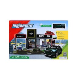 Set showroom auto Majorette MINI cu masinuta Aceman inclusa, scara 1:64