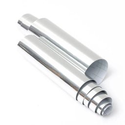 Set 2 folii crom autoadezive pentru oglinzi si ornamente auto 30x30 cm