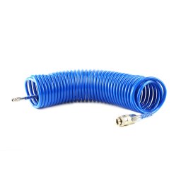 Furtun spiralat pentru aer comprimat PE 5x8 mm, 10 m, cu cuple rapide