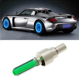 Set 2 capace valva LED verzi pentru roti, cu senzor de lumina si miscare