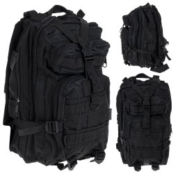 Rucsac tactic militar negru 25L, compartimentare multipla si curele reglabile