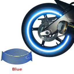 Set 16 ornamente reflectorizante albastre pentru jante auto si moto