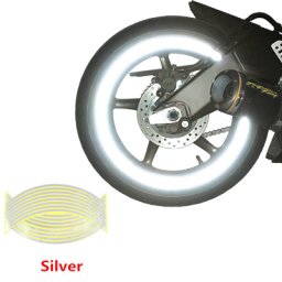 Set 16 benzi reflectorizante pentru jante auto si moto, argintiu