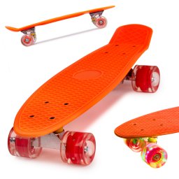 Skateboard Penny Board pentru copii cu roti LED din cauciuc, portocaliu