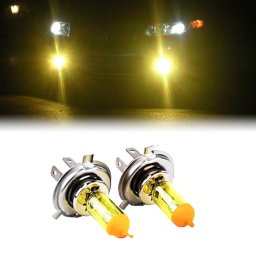 Set 2 becuri H4 galbene 12V 55W pentru proiectoare si faruri de ceata
