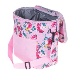 Geanta termoizolanta 11L pentru picnic si plaja, roz cu flori