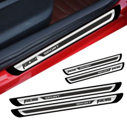 Set 4 protectii praguri auto universale crom tip autocolant Racing Sport