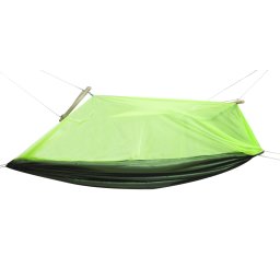 Hamac de camping dublu cu plasa de tantari, verde, 210 x 140 cm