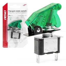 Comutator iluminat cu protectie TOP GUN 12V-24V 20A verde pentru auto si ATV