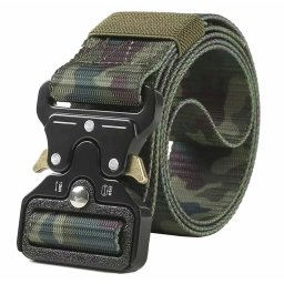 Curea tactica reglabila pentru pantaloni, camuflaj, cu catarama neagra QR