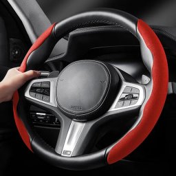 Set 2 ornamente pentru volan din Alcantara rosu, universale