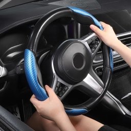 Set 2 ornamente pentru volan cu finisaj carbon albastru, universale
