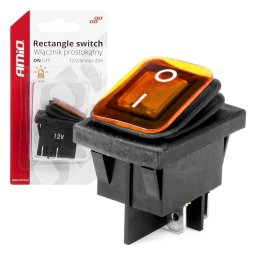 Intrerupator auto On/Off 12/24V waterproof, iluminat galben, rectangular