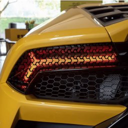 Set 2 folii autoadezive pentru stopuri auto, negru mat, HONEYCOMB TRIANGLE, 48x30 cm