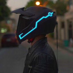 Set 2 benzi LED autoadezive pentru casca moto, albe, cu telecomanda pe fir
