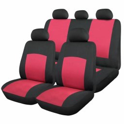 Set huse scaun auto universale 9 piese, rosu-negru, pentru fata si spate