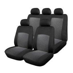 Huse scaun auto universale 9 piese din poliester, gri-negru