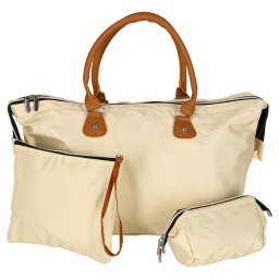 Geanta pentru carucior bej, set 3 piese multifunctional pentru mamici