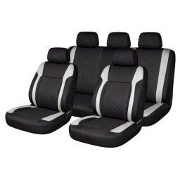 Set huse scaune auto universale Diamond, piele ecologica, negru/gri