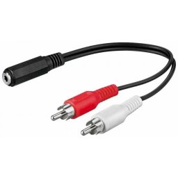 Cablu Audio WELL Jack Stereo 2x RCA Tata 3.5mm 0.2m Set x6 Blistere Negru
