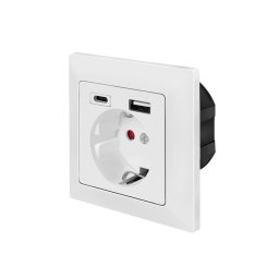PRIZA LOGILINK, pentru perete, Schuko x 1, USB x1 / USB-C x 1 5 V/2.8 A max, 230 V AC, 50 Hz, alb "PA0262" (include TV 0.18lei)