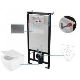 Set vas WC suspendat Deante Anemon cu cadru, rezervor ascuns, clapeta titan si capac soft-close -CDZT6ZPW