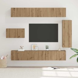 Set comoda TV Pe perete 8 pcs Stejar Artizanal Lemn compozit GartenMobel Dekor