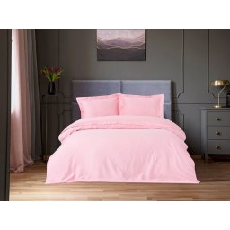 Set husa pilota + fata de perna, satin bumbac 100%, 135x200 cm + 80x80 cm, roz - Verificat A · Re-Bloom