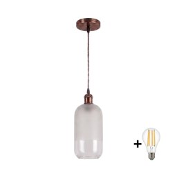 Brilagi - Pendul LED suspendat pe cablu RETRO GLASS 1xE27/60W/230V Ø 14 cm cupru/alb