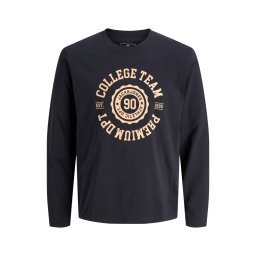 Jack & Jones Tricou baieti, cu maneca lunga, la baza gatului din bumbac organic, Regular fit, Bleumarin inchis (SELECTATI MARIMEA: 164 cm)
