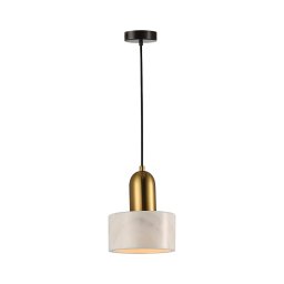 Pendul MARBLE pe cablu 1xE27/60W/230V, auriu/alb, decor marmură