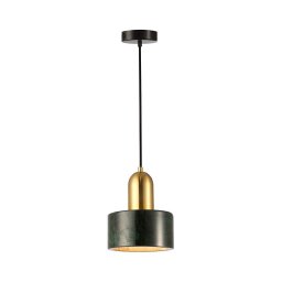 Pendul pe cablu MARBLE 1xE27/60W/230V, auriu/verde cu decor de marmură